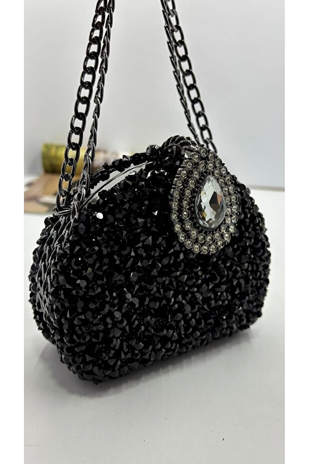 حقيبة فستان سهرة ذات جودة عالية باللون الأسود - 1
