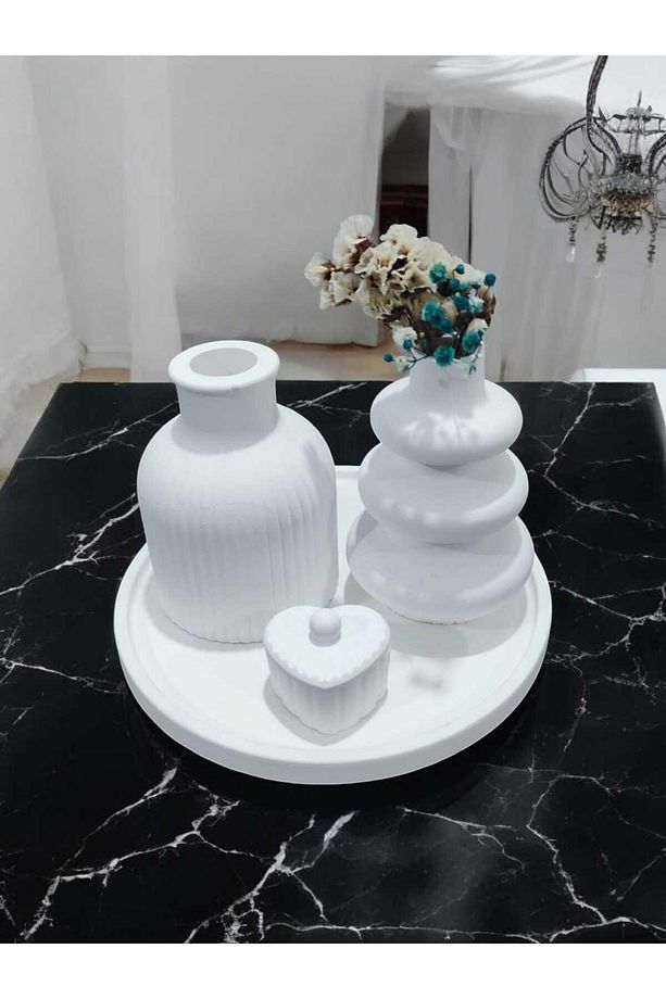Sunum Tabağı Takılık Süslük Dekoratif Vazo & Biblo Kokulu Mum&şamdan %100 Soya Wax & Taş Tozu - 1