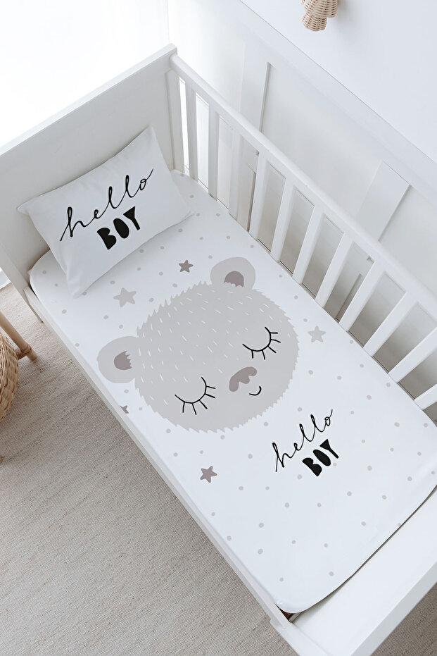 Mother's Side Crib Elastic Sheet Set - Iconic Series - Brown Eared Teddy Bear