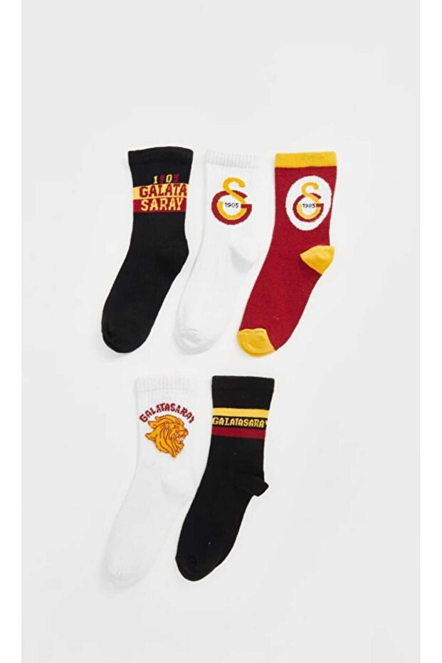 Lcw Kids 1905 Fan Printed (High Cotton) Patterned Boys' Socks 5-Piece