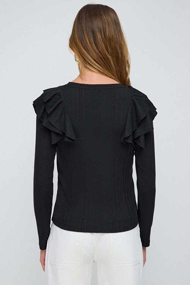 Bluse mit Rüschenärmeln - 5