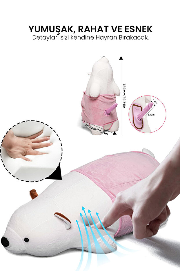 - Sevimli Kutup Ayısı  Makinesi - Gizli Penis - İleri Geri ve Titreşim - Yastık Ayı - 5