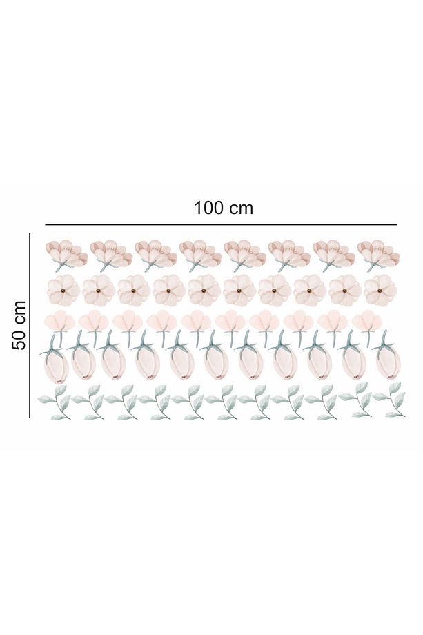 Pastel Çiçekler Ve Yapraklar Duvar Sticker Seti Soft Renkli Çocuk-bebek Odası Duvar Etiketi - 2