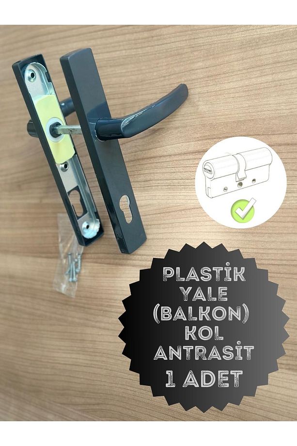 Pvc Pimapen Plastik Kapı Kolu Balkon/tuvalet(WC)/banyo (BAREL YUVALI) / Antrasit 1 Adet - 1