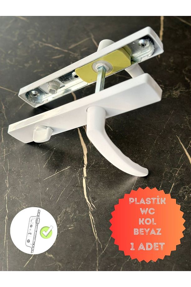 Pvc Pimapen Plastik Kapı Kolu Tuvalet(WC) / Banyo Plastik Kapı Kolu / Beyaz 1 Adet - 1