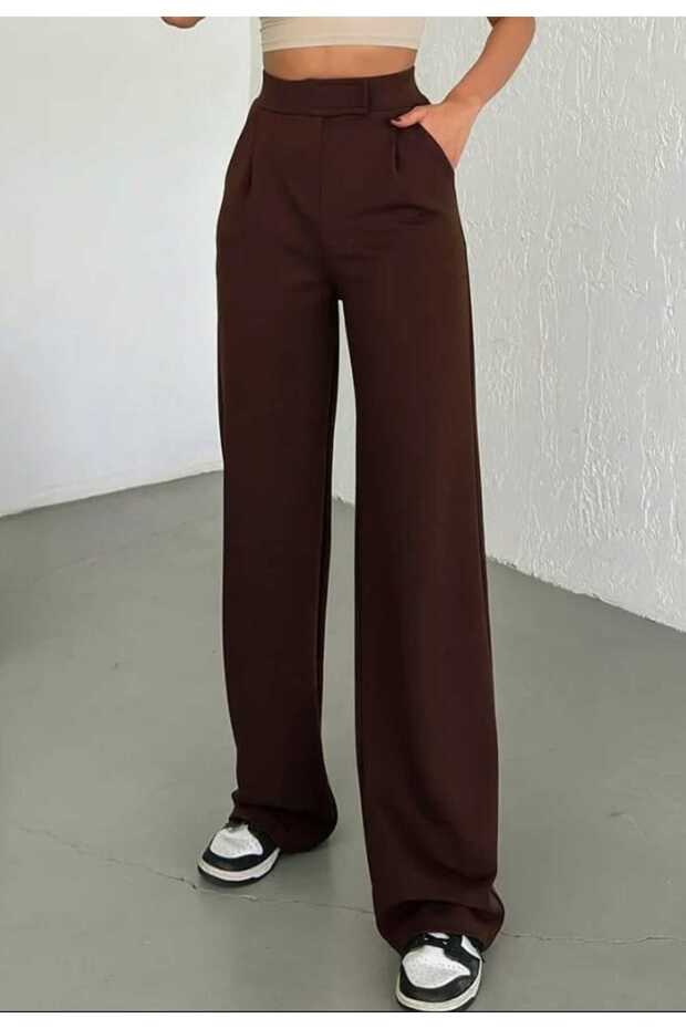 Coffee Women's Lycra Casual Fit Velcro Closure Palazzo Pants