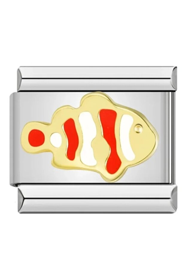 Italian Bracelet Charm - Red and White Fish Design