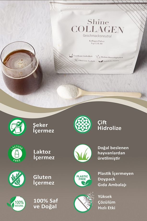 Tip 1/2/3 Kolajen 800gr Yüksek Kaliteli Çift Hidrolize Collagen %100 Doğal 80 Günlük - 6