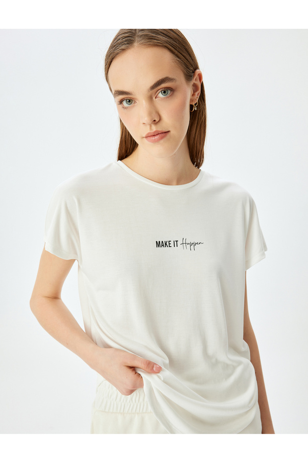 Modal Blended Bat Sleeve Printed Sports T-Shirt