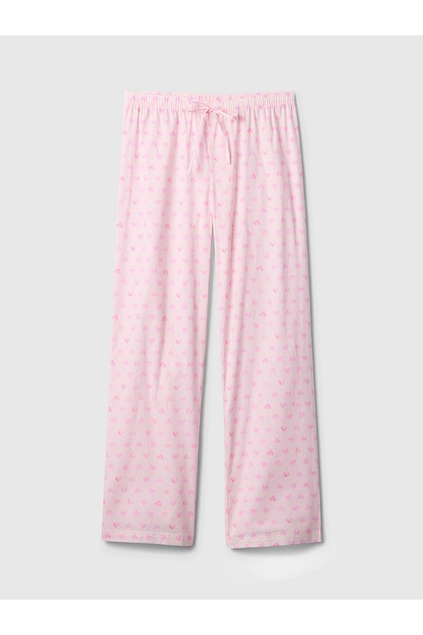 Kadın Pembe Desenli Poplin Pijama Altı - 2