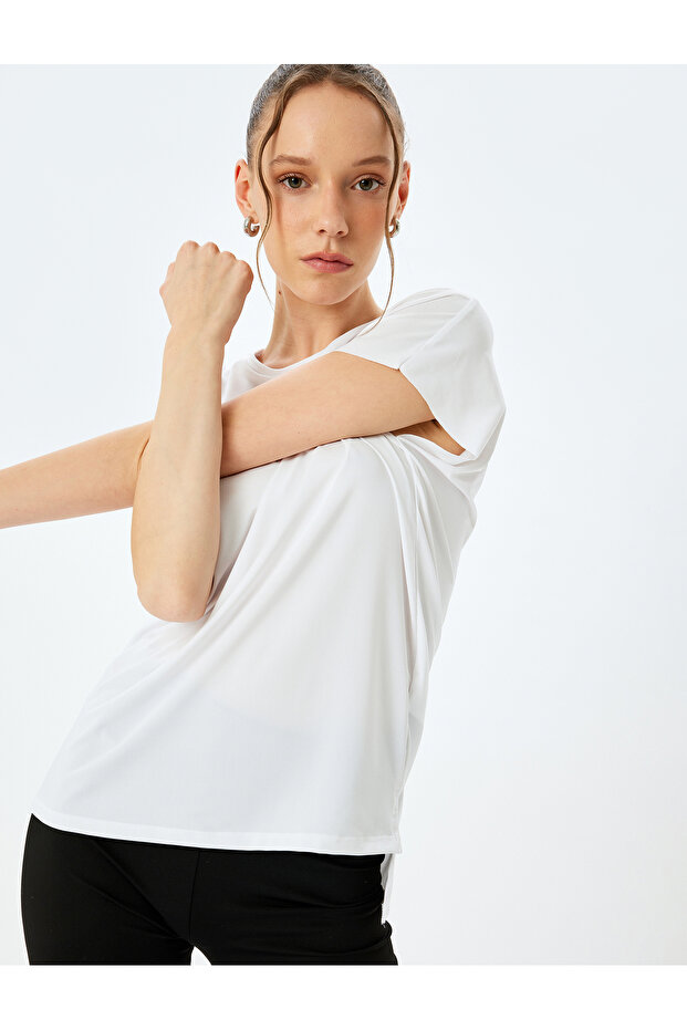 Slogan Printed Crew Neck Relaxed Fit Sports T-Shirt