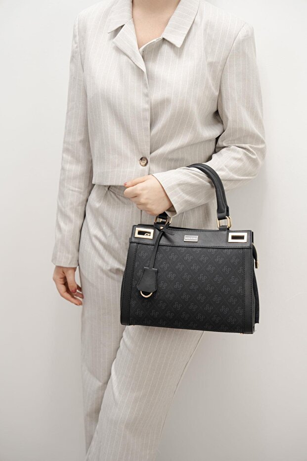 Black - Black Monogram Women's Handbag Sp1174