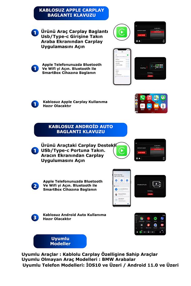 Kablosuz Carplay Dönüştürücü Youtube Netflix Carplay & Android Auto - 4