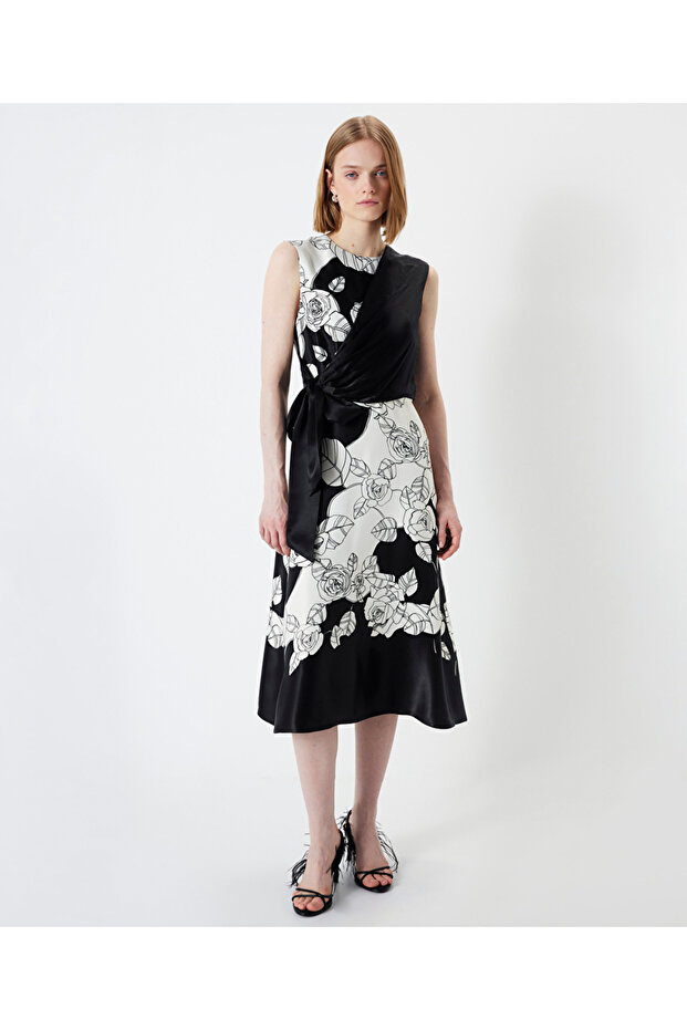 فستان منقوش برباط أمامي - 5