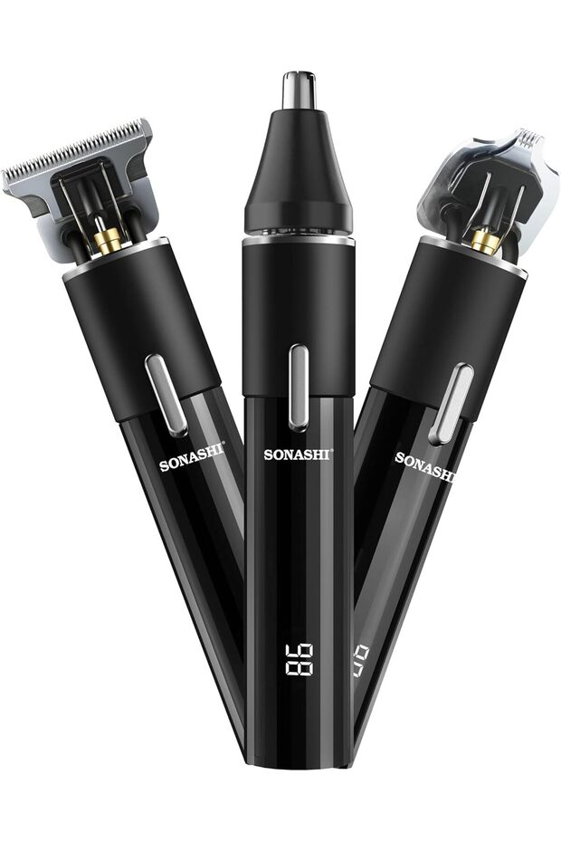 6-in-1 Rechargeable Hair Clipper Set - Trimmer/Shaver/Nose Trimmer Stainless Steel Blades