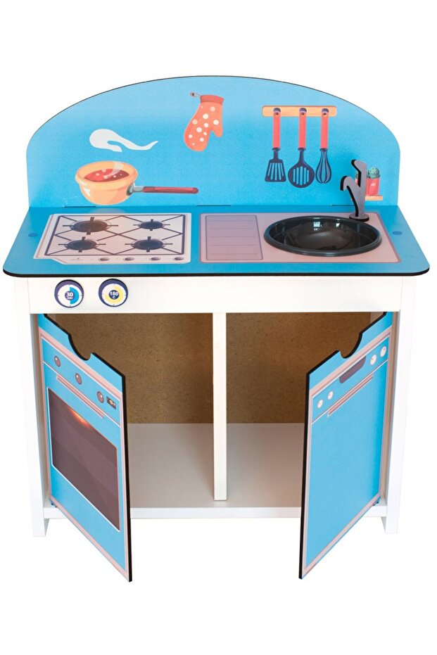 Ahşap Çocuk Mutfak Seti Mavi - 2