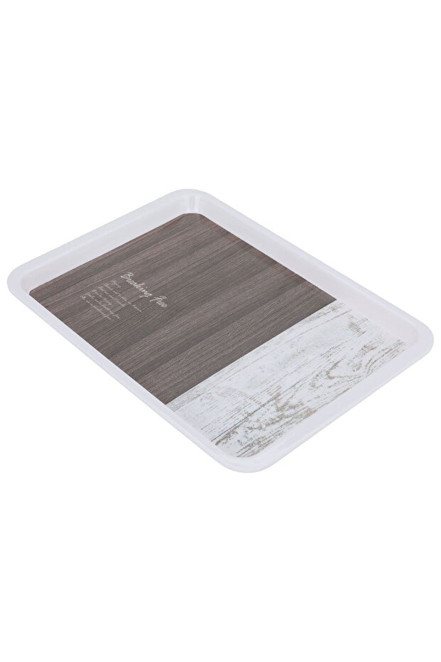 Al Saif Gallery Plastic Serving Tray, 28 x 21 x 2 cm, Rectangle - White Brown