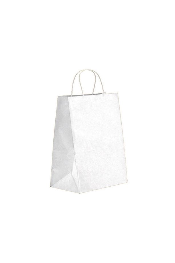 Beyaz Kraft Çanta 18x8x24 ( 10 Adet ) ( Kağıt Poşet Çanta ) - 2