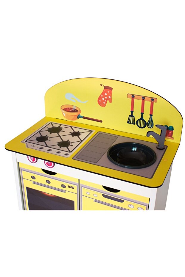 Ahşap Çocuk Mutfak Seti Sarı - 6