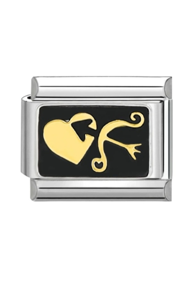 Gold - Black Themed Italian Bracelet Charm