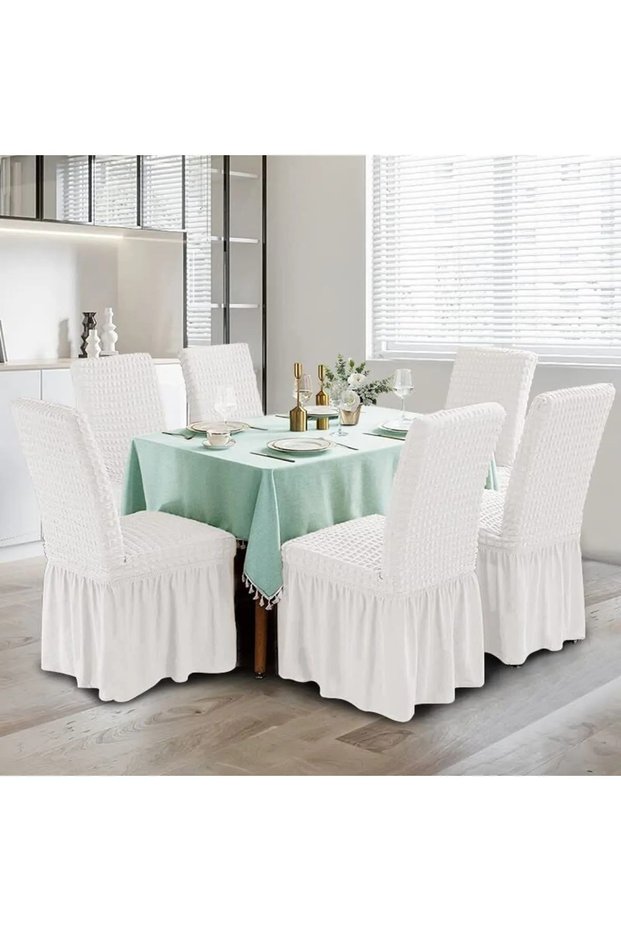 brürümcük SKIRT Chair cover with elastic, flexible chair cover 6 pieces