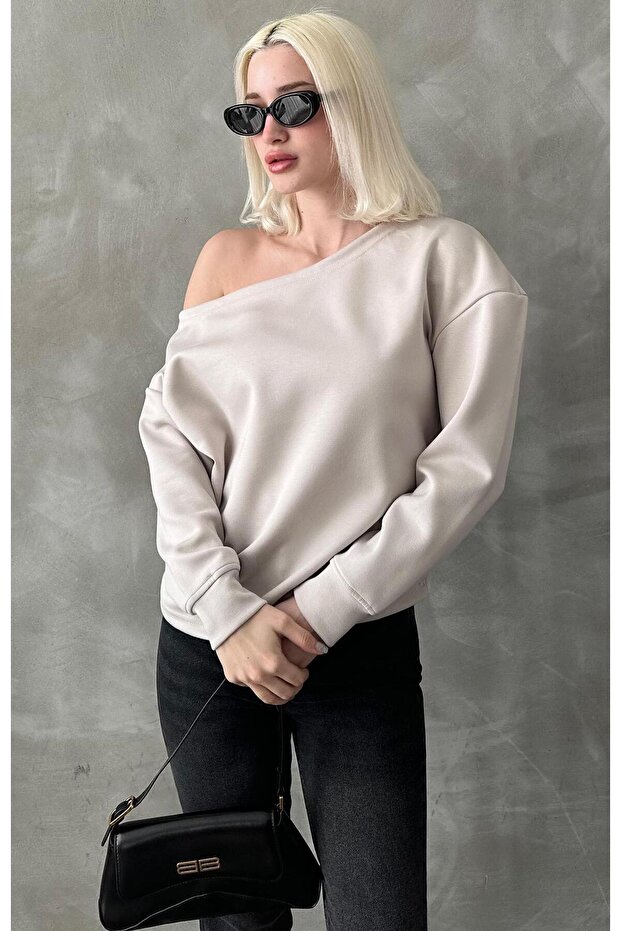 Taş Kayık Yaka Basic Sweatshirt MG2228 - 2