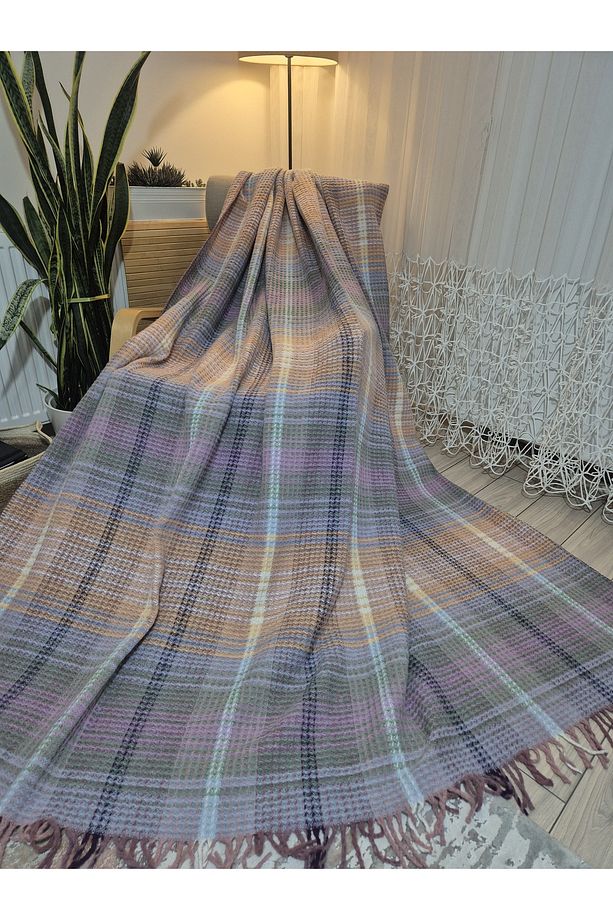 Skoç Battaniye Çift Kişilik Pamuklu Battaniye 180*220 Cm Lila - 1