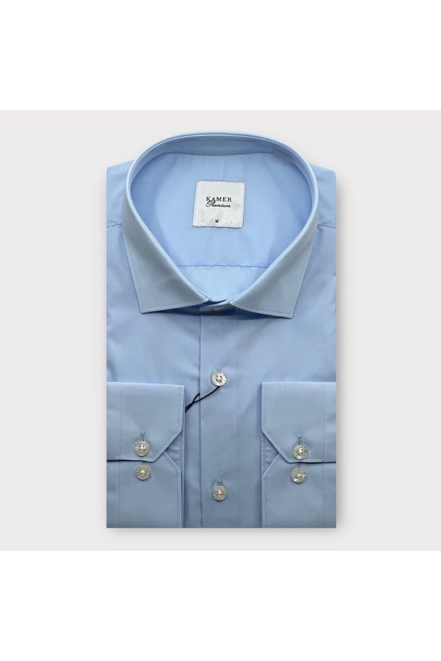 Men Regular Fit Tericoton Ice Blue Shirt 3400m2