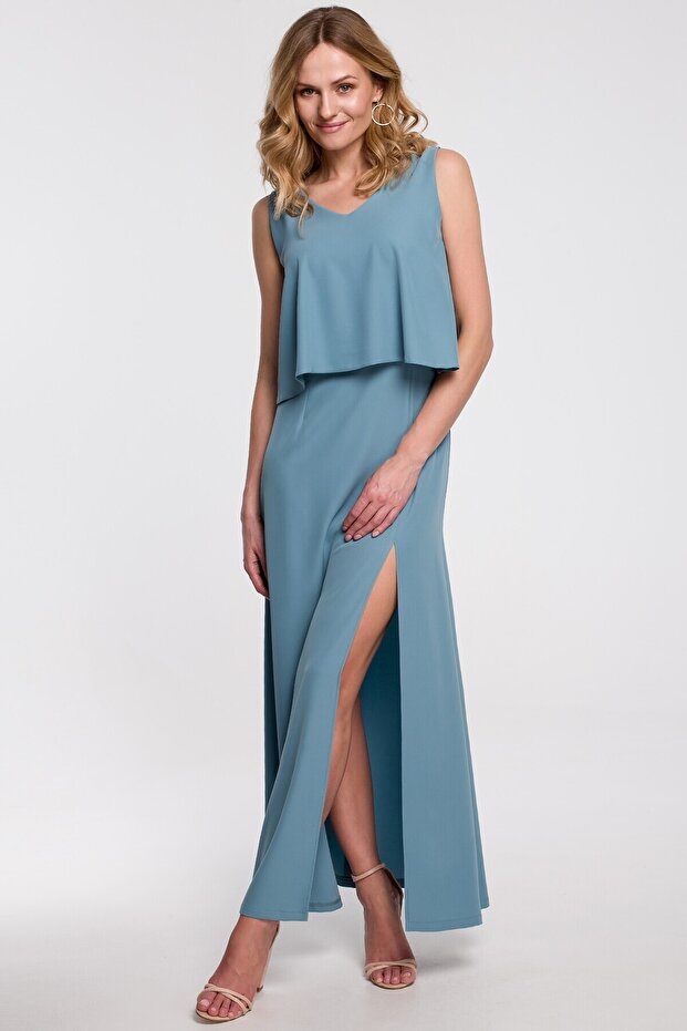 Rochie maxi cu volan in partea de sus - 2