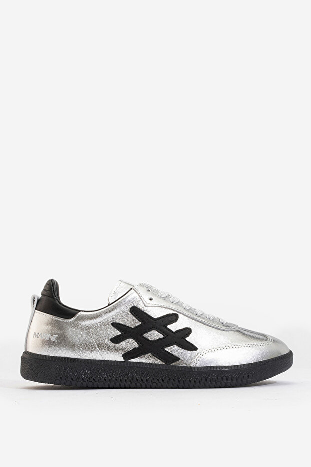 Women's Casual Lace-Up Sneakers Real Leather Marine Silver/Black