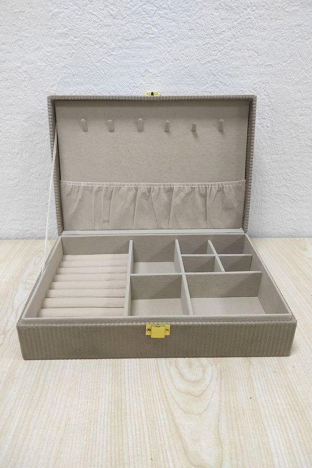 Takı Aksesuar Bijuteri Mücevher Organizer Takı Saklama Kutusu Kahve 28 x 19 x 7 cm - 3