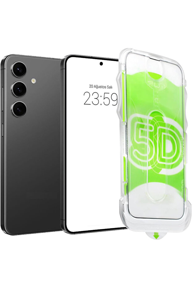 واقي شاشة زجاجي متوافق مع هاتف Samsung Galaxy S23 بتغطية كاملة مع إطار سهل الاستخدام
