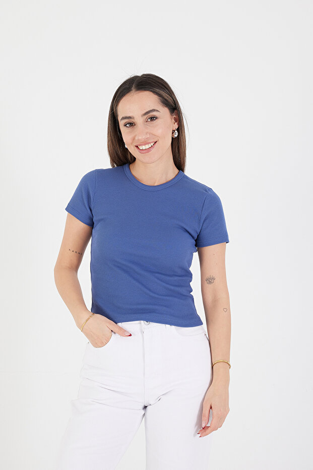 Bisiklet Yaka Basic T-shirt P13343-U6 - 3