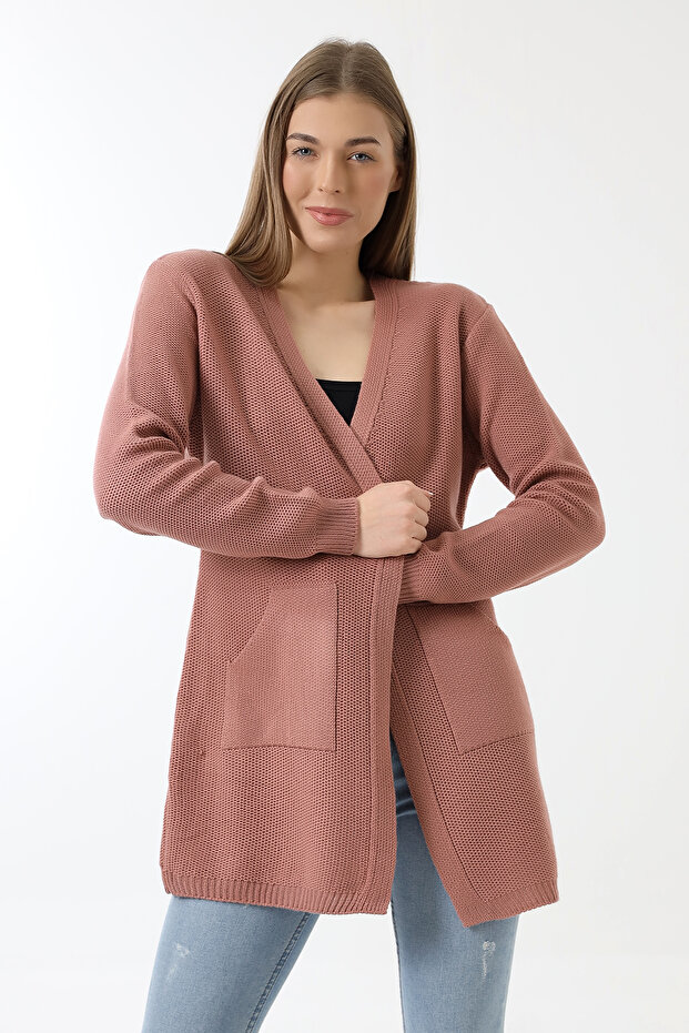 Kadın Kanguru Cep Triko Hırka - 4