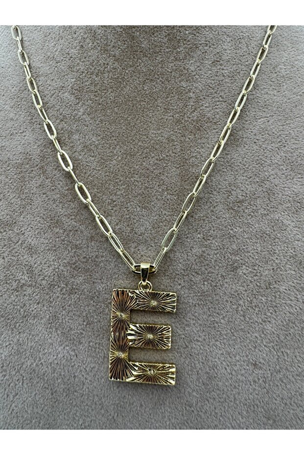 E Harf Çelik Kolye 50-5 Cm - 1