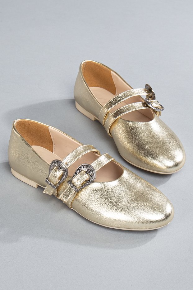 Women's Gold Color New Season Ballerinas