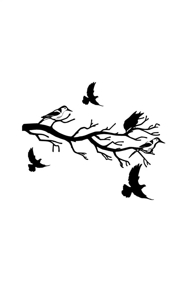 Dala Spoke Birds Sticker 10 X 8 cm