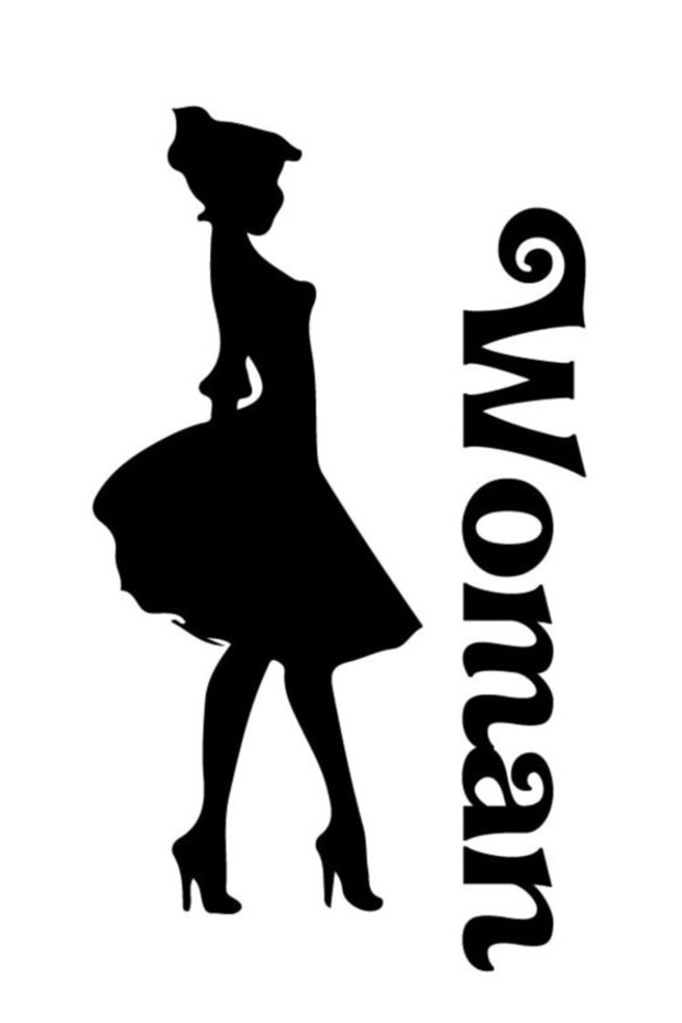 Women Toilet-Wc Door Wall Decor Sticker 36 X 60 cm
