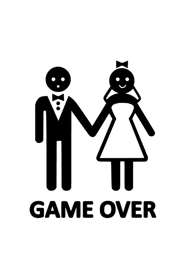 Married and Game over Sticker 20 X 24 cm