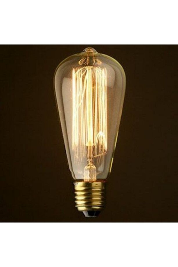 Flemanlı Armut St64 Modeli Rustik Ampul 40 Watt E27 Duy Rustik Dekoratif Ampül - 1