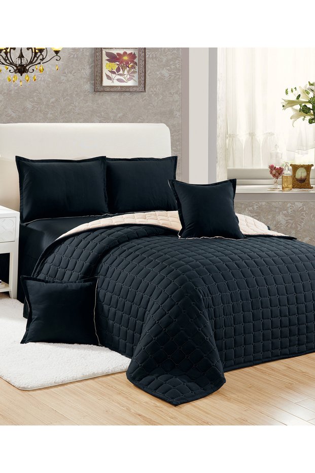 Compressed two-sided Comforter Set Duble Size Tow color, 6 Pieces, King Size