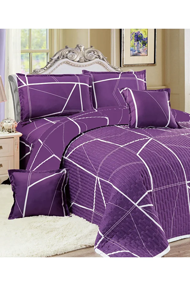 طقم لحاف مضغوط مزهر، مقاس كينج، 220 × 240 سم، طقم سرير قابل للعكس، 6 قطع، متعدد الألوان - 1