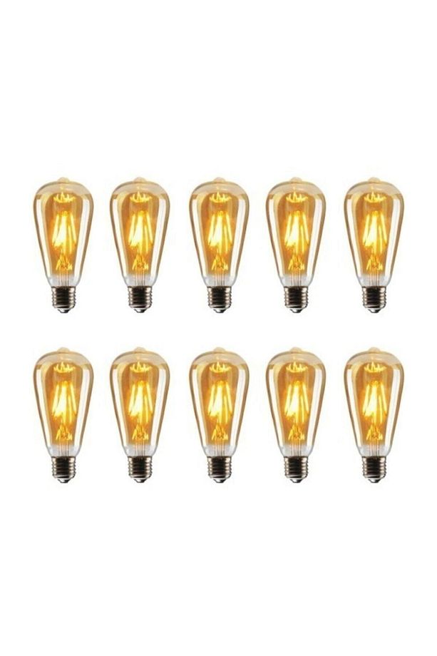 10'lu St64 Flamanlı Rustik Led Ampul Dekoratif Vintage Aydınlatma Tasarruflu Led Ampül - 3