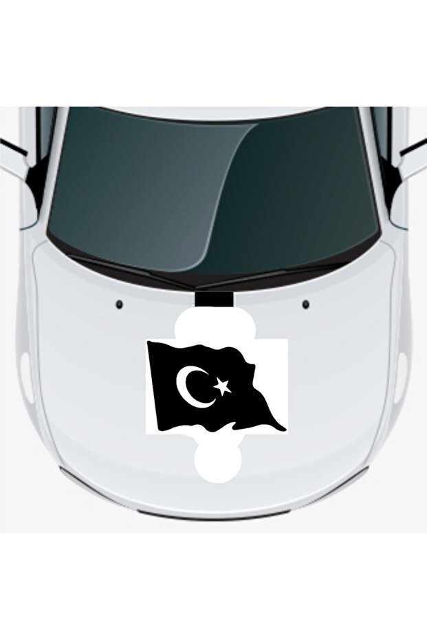 Cross Turkish Flags Car Hood Sticker 45 X 30 cm