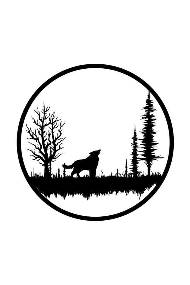 Wolf and Nature Sticker (Type 2) 10 X 10 cm