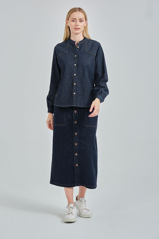 Nimbus Koyu Jeans Etek - 5