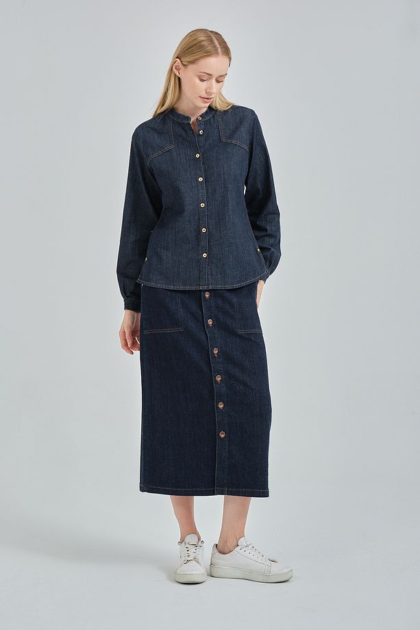Nimbus Koyu Jeans Etek - 6