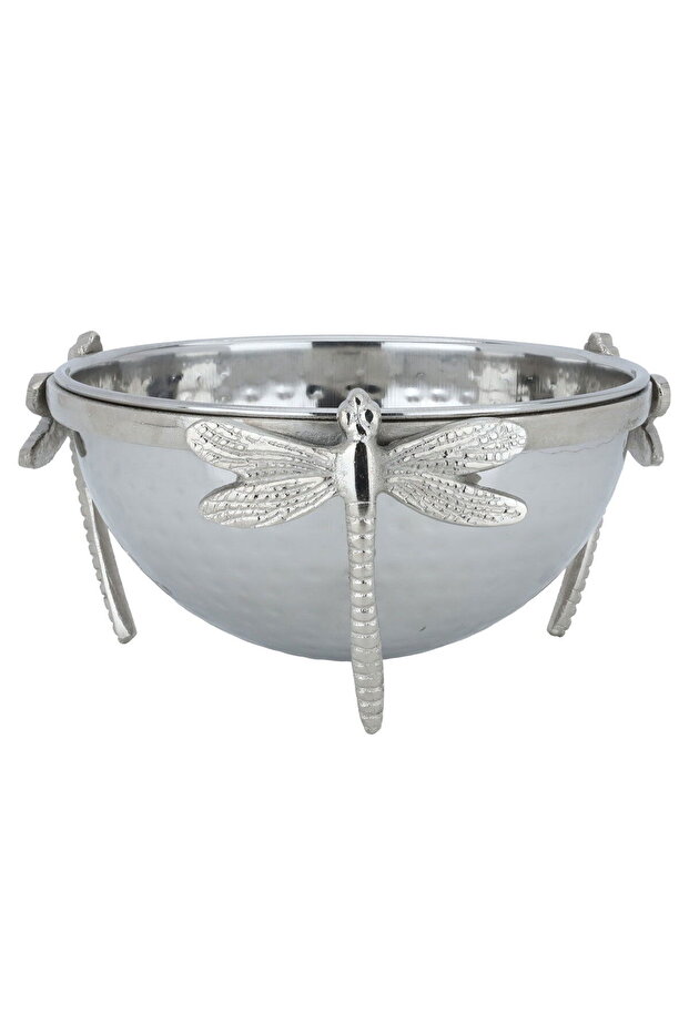 Al Saif Gallery Steel Bowl, 21 x 21 x 11 cm, butterfly legs - silver