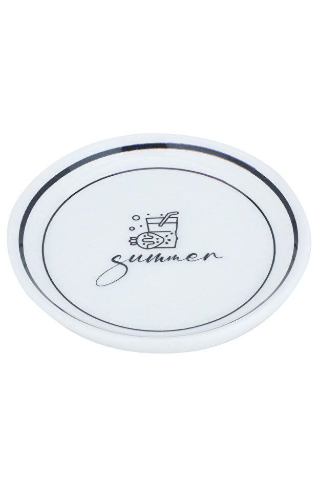 Saif Gallery Porcelain Serving Platter, 10 cm, Round, Dessert Pattern - White