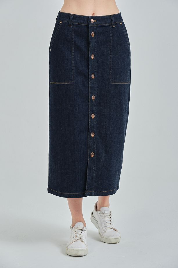Nimbus Koyu Jeans Etek - 1